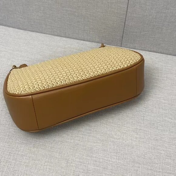 COACH CR350 Teri 2way Shoulder Bag Crossbody Straw Leather Latte - Picture 5 of 7